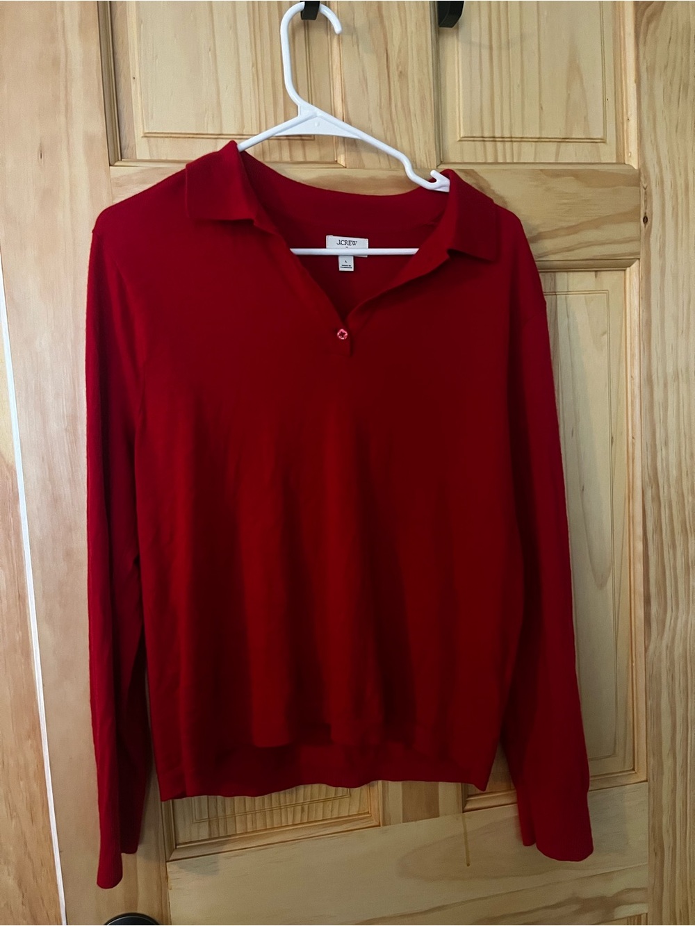J. Crew Factory Bright Red V-Neck Polo Sweater